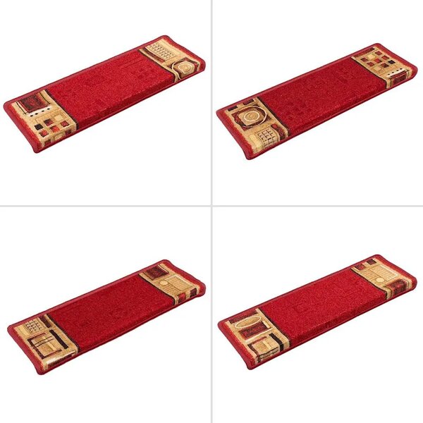 Ljepljivi tepisi za stepenice 15 kom 65x21x4 cm crveni - Crvena 15 Pravokutno Crvena