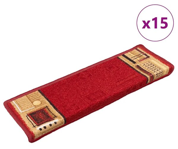 Ljepljivi tepisi za stepenice 15 kom 65x21x4 cm crveni - Crvena 15 Pravokutno Crvena