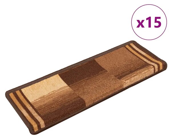 Ljepljivi tepisi za stepenice 15 kom 65x21x4 cm smeđi - Smeđa 15 Pravokutno Smeđa