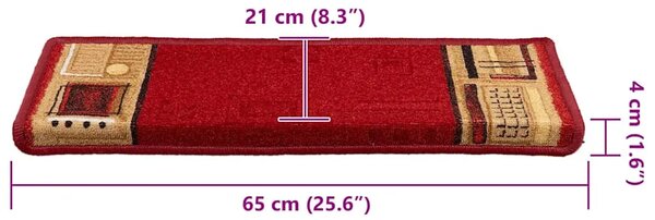 Ljepljivi tepisi za stepenice 15 kom 65x21x4 cm crveni - Crvena 15 Pravokutno Crvena