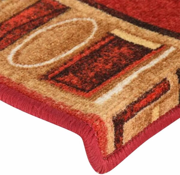 Ljepljivi tepisi za stepenice 15 kom 65x21x4 cm crveni - Crvena 15 Pravokutno Crvena