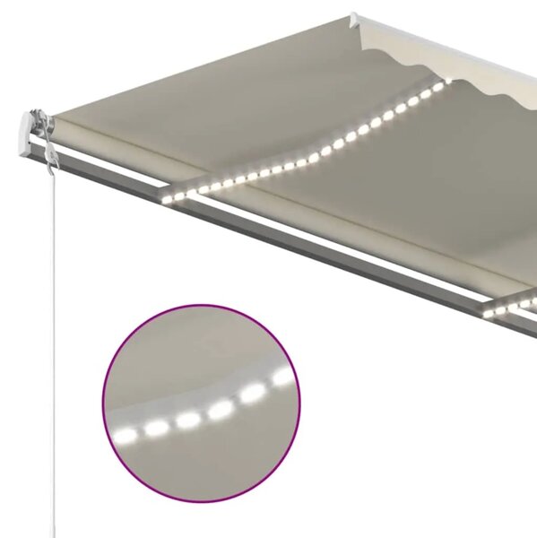 Automatska tenda sa senzorom za vjetar LED 450 x 350 cm krem - Krema 450 x 350 cm 1 s bijelim okvirom