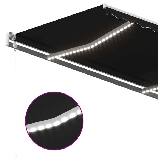Automatska tenda sa senzorom za vjetar LED 450x350 cm antracit - Antracit 450 x 350 cm 1 s bijelim okvirom