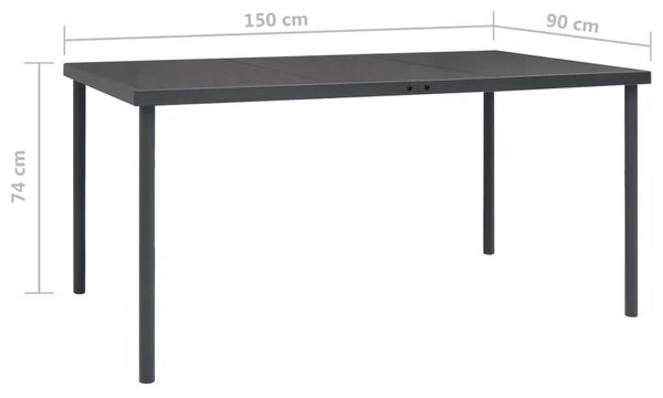 Vrtni stol - Blagovaonski stol antracit 150 x 90 x 74 cm čelični - 150 x 90 x 74 cm 1 150 x 90 x 74 cm