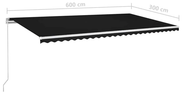 Tenda na ručno uvlačenje s LED svjetlima 600 x 300 cm antracit - Antracit 600 x 300 cm 1 s bijelim okvirom
