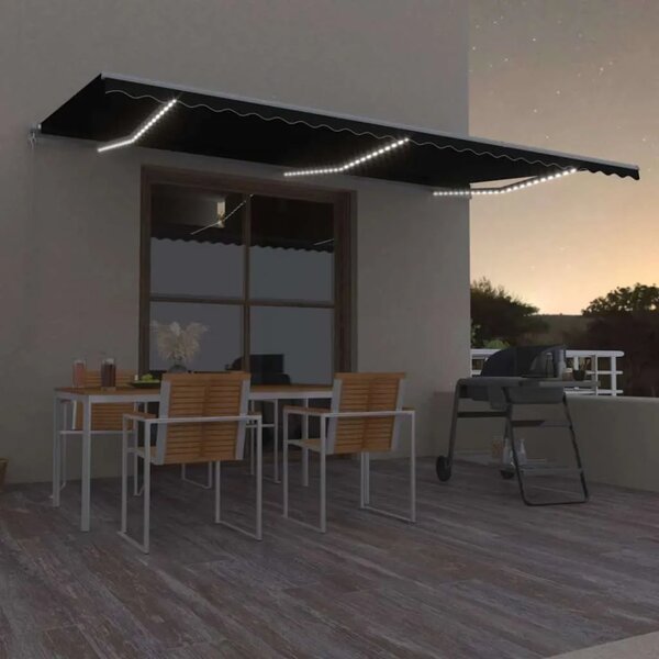 Tenda na ručno uvlačenje s LED svjetlima 600 x 300 cm antracit - Antracit 600 x 300 cm 1 s bijelim okvirom