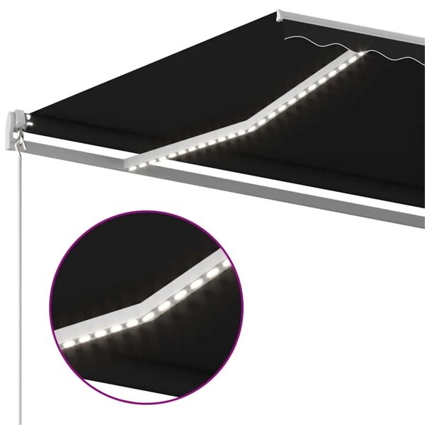 Tenda na ručno uvlačenje s LED svjetlima 600 x 300 cm antracit - Antracit 600 x 300 cm 1 s bijelim okvirom