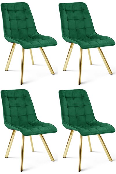Stolica za blagovaonicu CIEZA VELVET sa zlatnim nogama, zelena