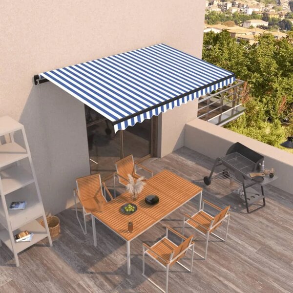 Tenda na ručno uvlačenje 450 x 350 cm plavo-bijela - Plava i bijela 450 x 350 cm 1 Plava i bijela
