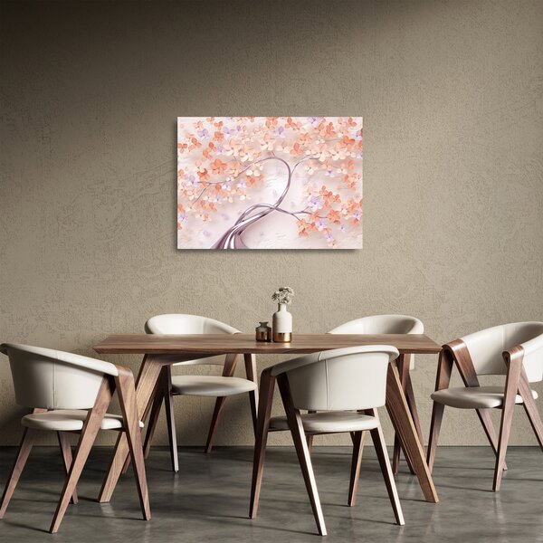Staklena slika koraljnih cvijetova stabla - apstrakcija (70x50 cm)