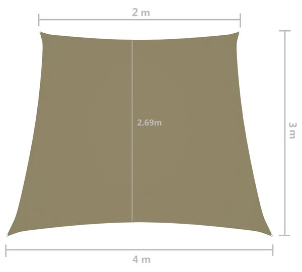 Jedro za zaštitu od sunca od tkanine Oxford trapezno 2/4 x 3 m bež - Bež 2/4 x 3 m 1 Bež