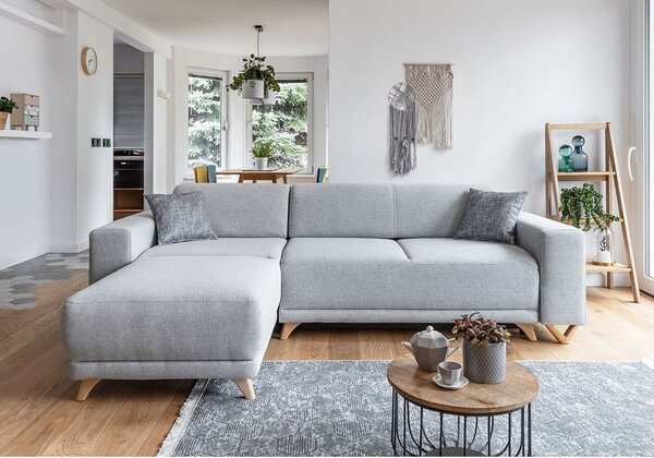 Svijetlo siva sklopiva/s prostorom za odlaganje kutna garnitura Classy Sophie – Miuform