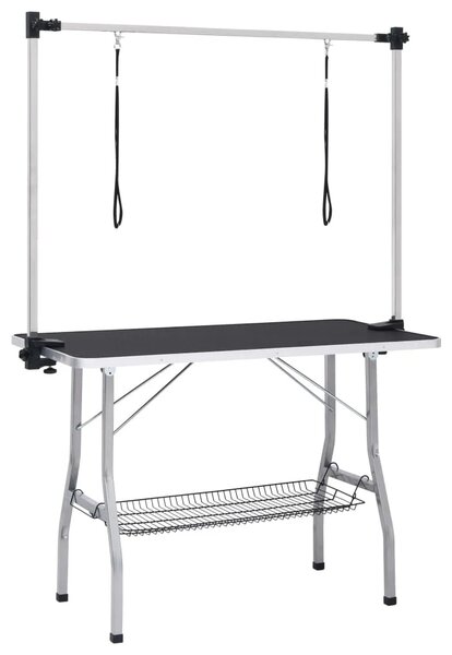 Podesivi stol za šišanje pasa s 2 omče i košarom - 110 x 60 x 76 cm 110 x 60 x 76 cm