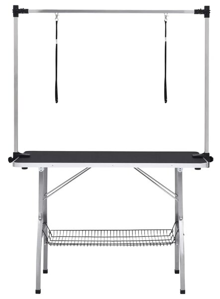 Podesivi stol za šišanje pasa s 2 omče i košarom - 110 x 60 x 76 cm 110 x 60 x 76 cm