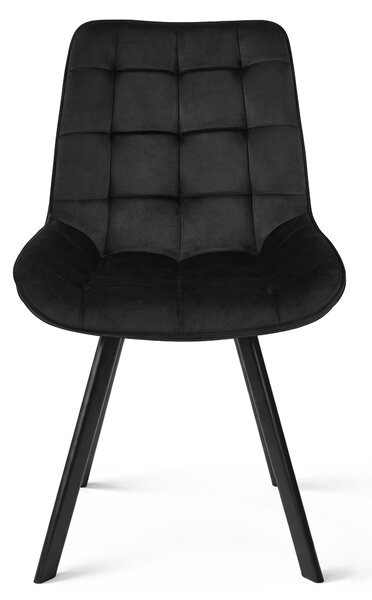 Blagovaonska stolica SORIA VELVET s crnim nogama, crna