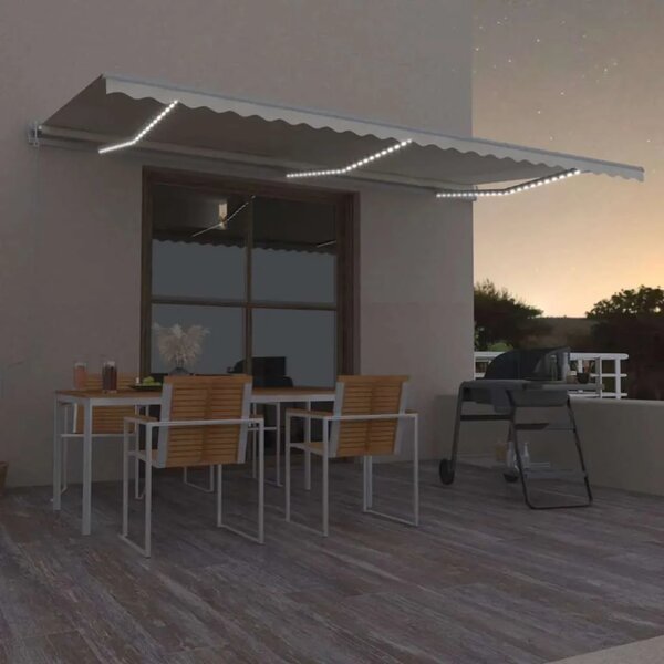 Automatska tenda sa senzorom za vjetar LED 600 x 300 cm krem - Krema 600 x 300 cm 1 s bijelim okvirom
