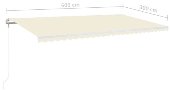 Automatska tenda sa senzorom za vjetar LED 600 x 300 cm krem - Krema 600 x 300 cm 1 s bijelim okvirom