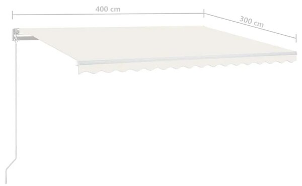 Tenda na ručno uvlačenje s LED svjetlima 400 x 300 cm krem - Krema 400 x 300 cm 1 s bijelim okvirom
