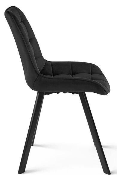 Blagovaonska stolica SORIA VELVET s crnim nogama, crna