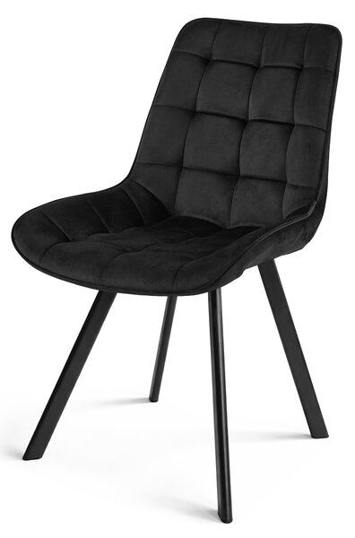 Blagovaonska stolica SORIA VELVET s crnim nogama, crna