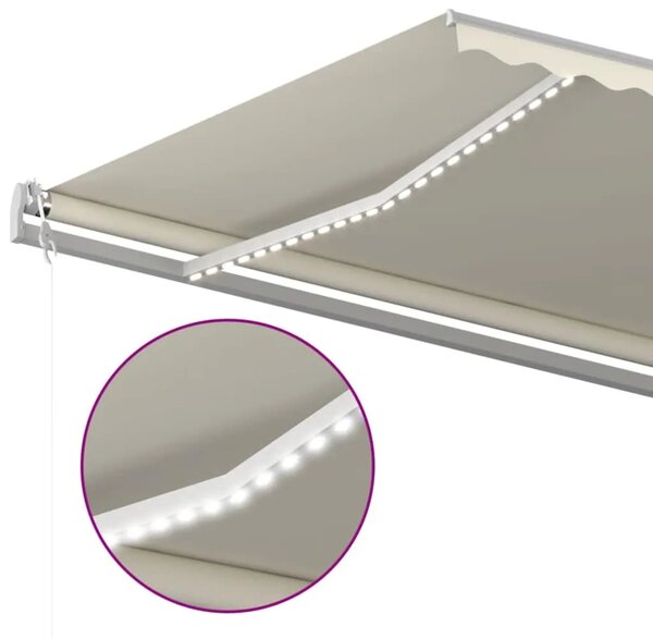 Automatska tenda sa senzorom za vjetar LED 600 x 300 cm krem - Krema 600 x 300 cm 1 s bijelim okvirom