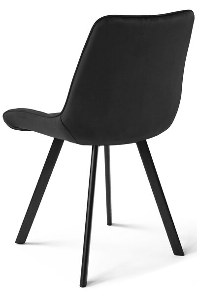 Blagovaonska stolica SORIA VELVET s crnim nogama, crna