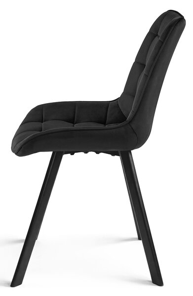 Blagovaonska stolica SORIA VELVET s crnim nogama, crna