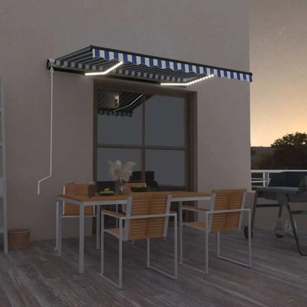 Automatska tenda sa senzorom LED 350x250 cm plavo-bijela - Plava i bijela 350 x 250 cm 1 Plava i bijela