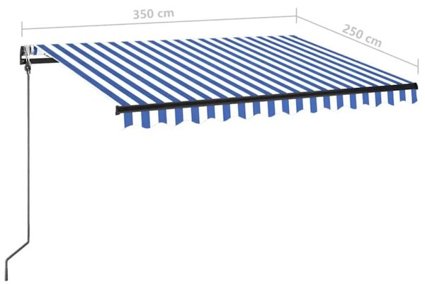 Automatska tenda sa senzorom LED 350x250 cm plavo-bijela - Plava i bijela 350 x 250 cm 1 Plava i bijela