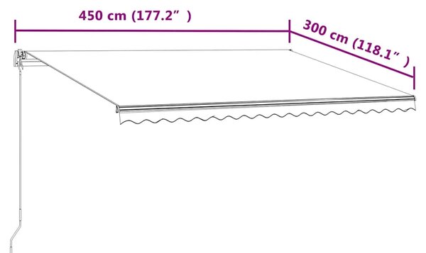 Tenda na automatsko uvlačenje 450 x 300 cm krem - Krema 450 x 300 cm 1 s bijelim okvirom