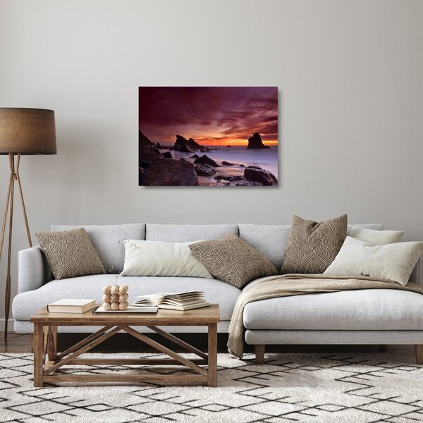 Staklena slika zalaska sunca na obali (70x50 cm)