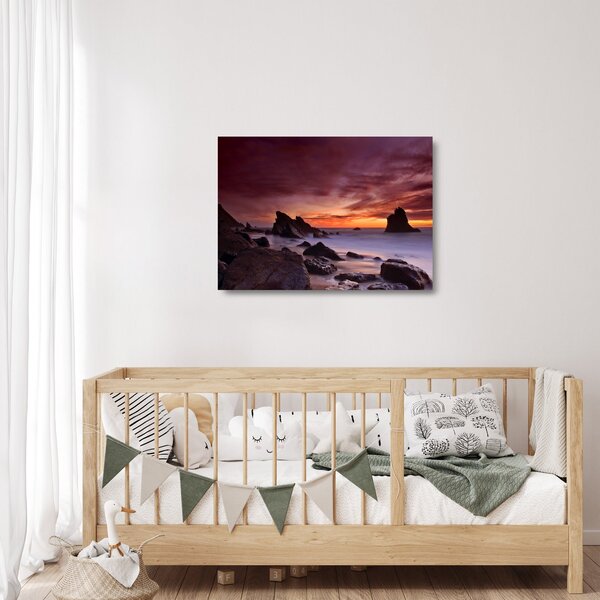 Staklena slika zalaska sunca na obali (70x50 cm)