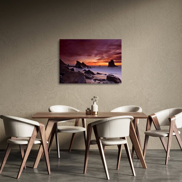Staklena slika zalaska sunca na obali (70x50 cm)