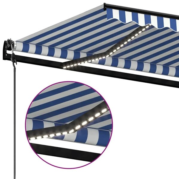Automatska tenda sa senzorom LED 350x250 cm plavo-bijela - Plava i bijela 350 x 250 cm 1 Plava i bijela