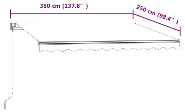 Tenda na automatsko uvlačenje 350 x 250 cm krem - Krema 350 x 250 cm 1 s bijelim okvirom