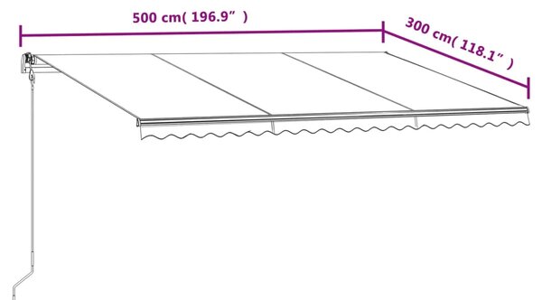 Tenda na automatsko uvlačenje 500x300 cm krem - Krema 500 x 300 cm 1 s bijelim okvirom
