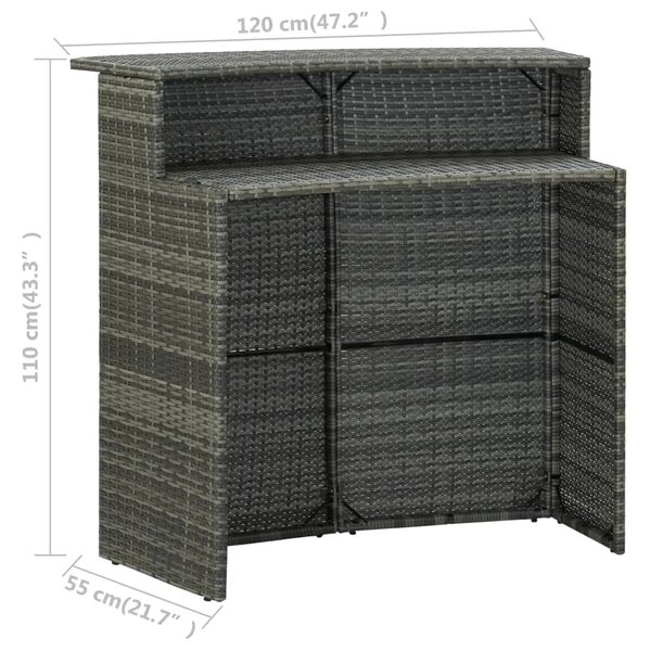 Vrtni barski stol sivi 120 x 55 x 110 cm od poliratana - Siva 1 Siva