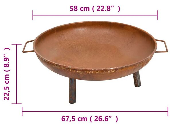Posuda za vatru 67 5 x 58 x 22 5 cm čelična - Smeđa 67.5 x 58 x 22.5 cm Smeđa 67.5 x 58 x 22.5 cm