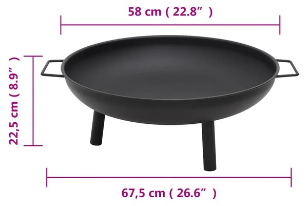 Posuda za vatru 67 5 x 58 x 22 5 cm čelična - Crna 67.5 x 58 x 22.5 cm Crna 67.5 x 58 x 22.5 cm