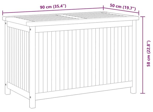 Vrtna kutija za pohranu 90 x 50 x 58 cm od masivne tikovine - 90 x 50 x 58 cm 90 x 50 x 58 cm