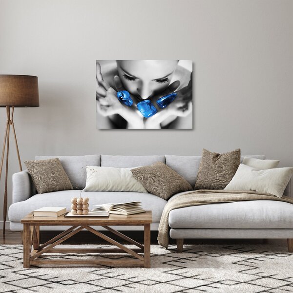 Staklena slika portreta žene s kamenjem (70x50 cm)