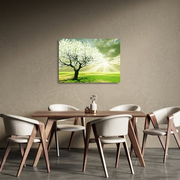 Staklena slika stabla na livadi (70x50 cm)