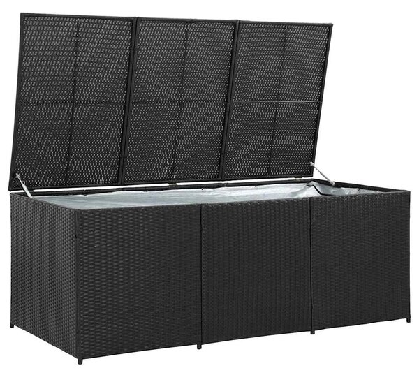 Vrtna kutija za pohranu od poliratana 180 x 90 x 70 cm crna - Crna 180 x 90 x 70 cm Crna 180 x 90 x 70 cm