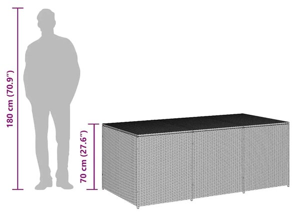 Vrtna kutija za pohranu od poliratana 180 x 90 x 70 cm crna - Crna 180 x 90 x 70 cm Crna 180 x 90 x 70 cm