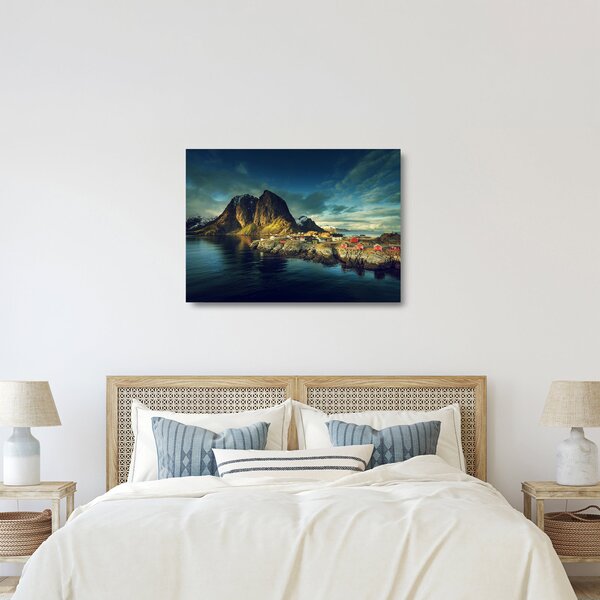 Staklena slika ribarskog sela u Norveškoj (70x50 cm)