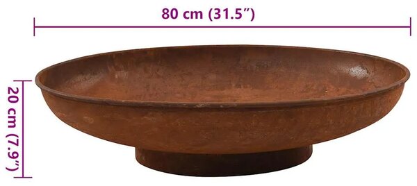 Posuda za vatru 80 cm čelična - Smeđa Φ 80 x 20 cm Smeđa Φ 80 x 20 cm