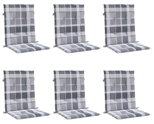 Jastuci za vrtne stolice 6 kom sivi karirani 100x50x3cm tkanine - Sivi karirani uzorak 100 x 50 x 3 cm 6 Sivi karirani uzorak