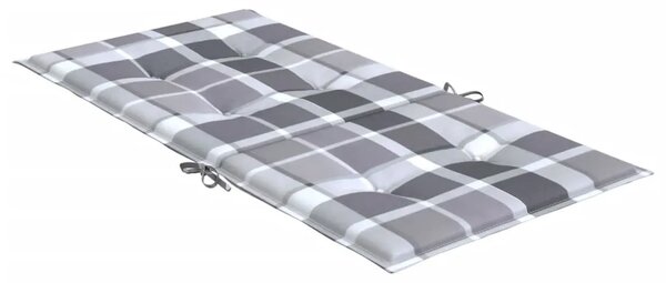 Jastuci za vrtne stolice 6 kom sivi karirani 100x50x3cm tkanine - Sivi karirani uzorak 100 x 50 x 3 cm 6 Sivi karirani uzorak