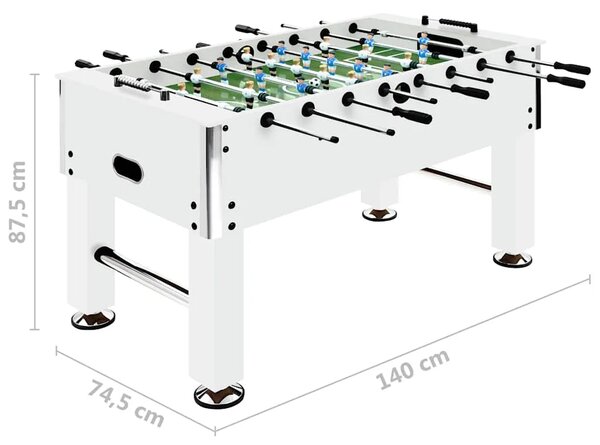 Stolni nogomet čelični 60 kg 140 x 74 5 x 87 5 cm bijeli - Bijela Bijela