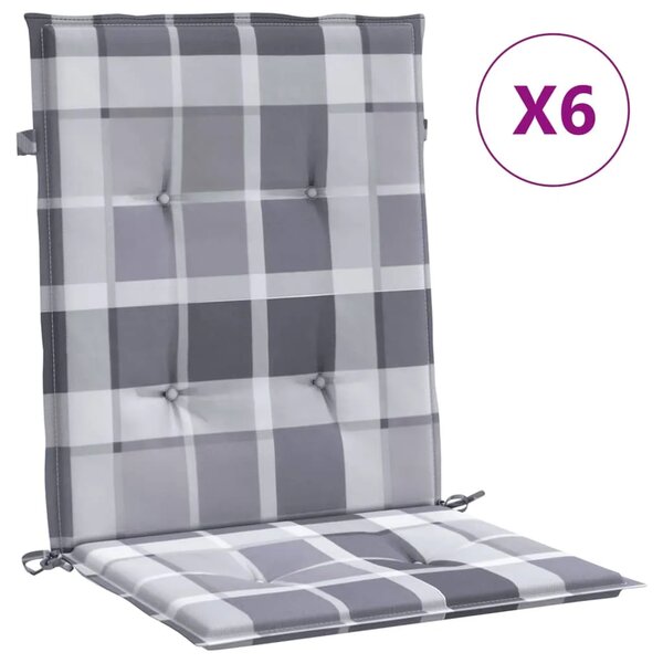 Jastuci za vrtne stolice 6 kom sivi karirani 100x50x3cm tkanine - Sivi karirani uzorak 100 x 50 x 3 cm 6 Sivi karirani uzorak